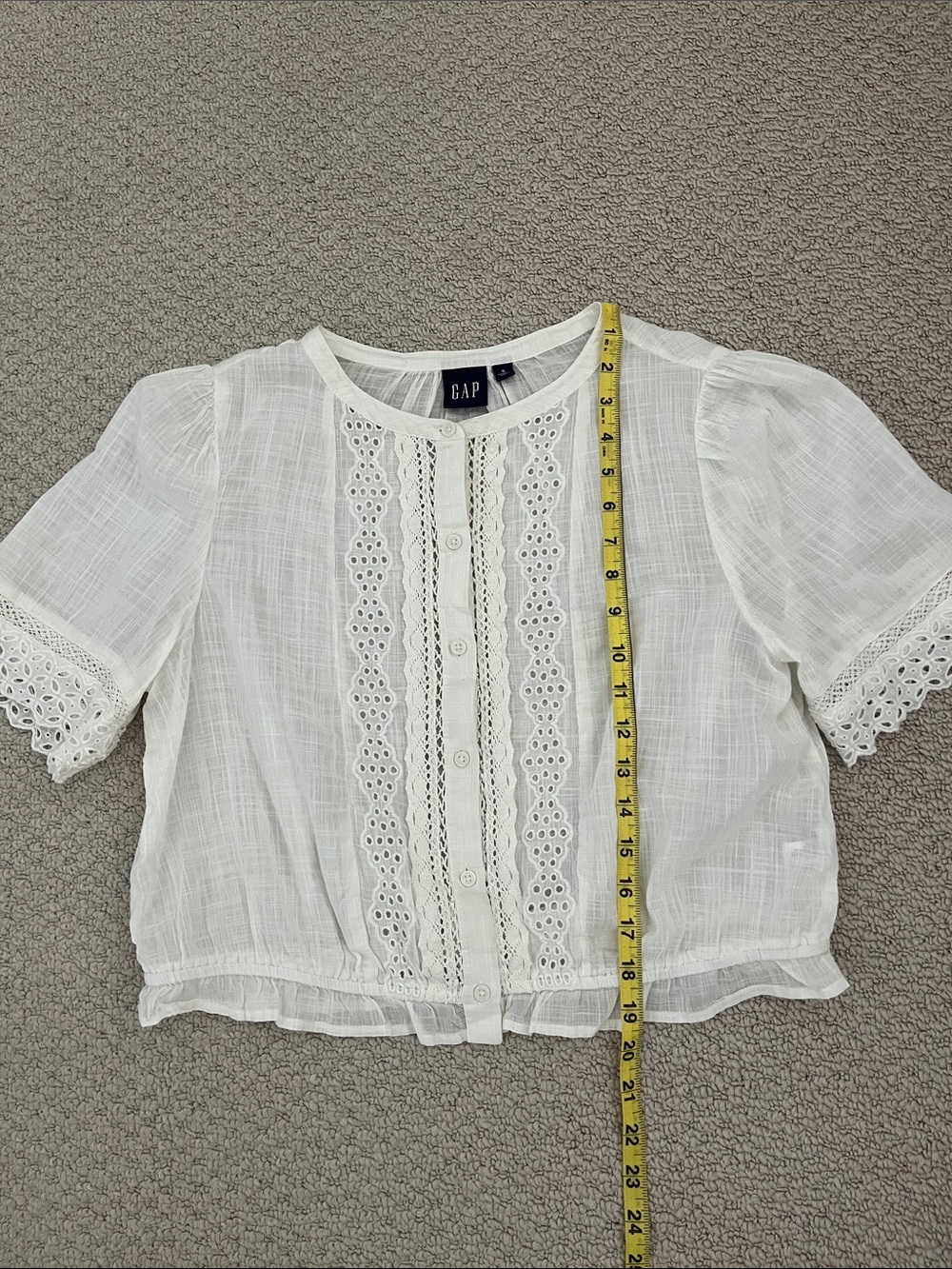 Gap Lace-Trim Puff Sleeve Shirt - Picture 9 of 10